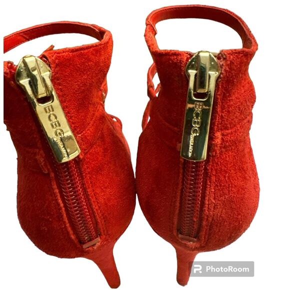 Bcbgeneration Cherry Red 4 Inch Sexy High Suede Heels size 7 - Picture 7 of 10